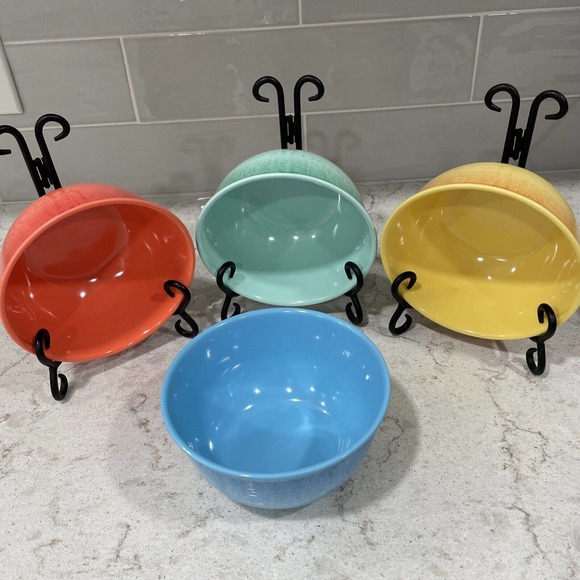 SET 4 BRIGHT MULTI Color Salad Cereal Bowls Melamine Panama Jack Fiesta Bahama - Picture 9 of 12